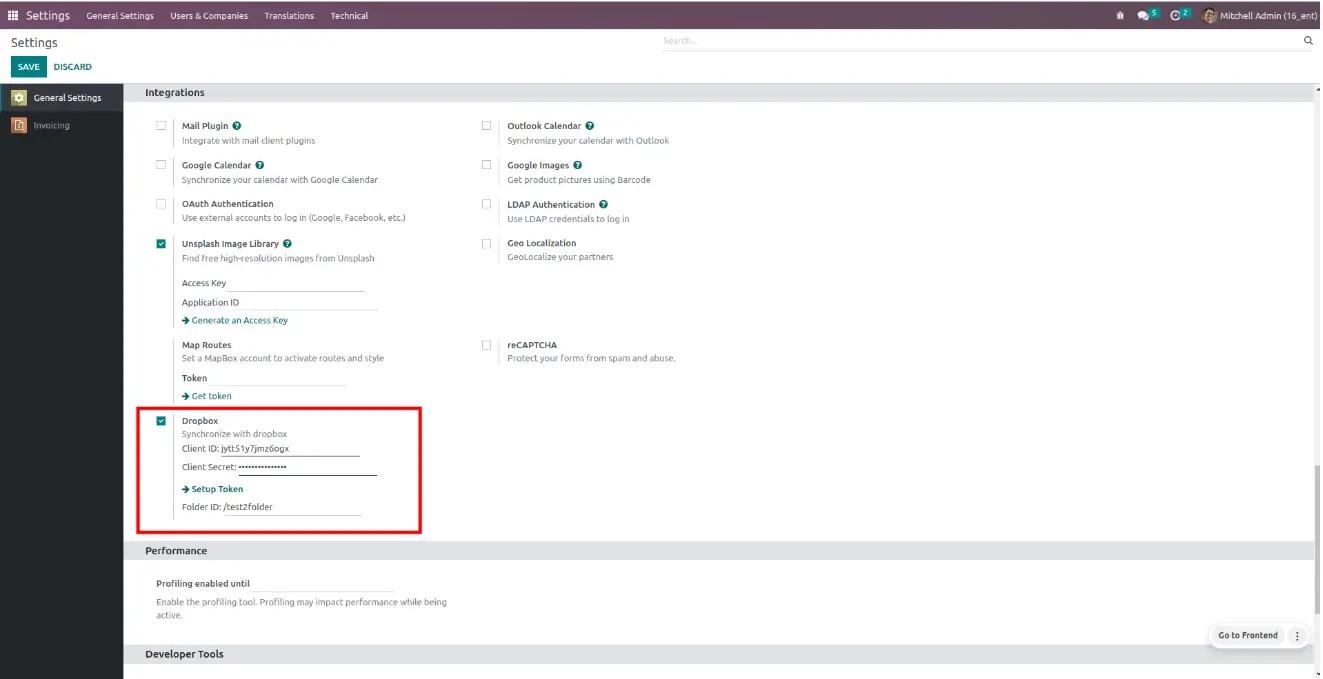 Налаштування з'єднання Dropbox з Odoo, Unitsoft