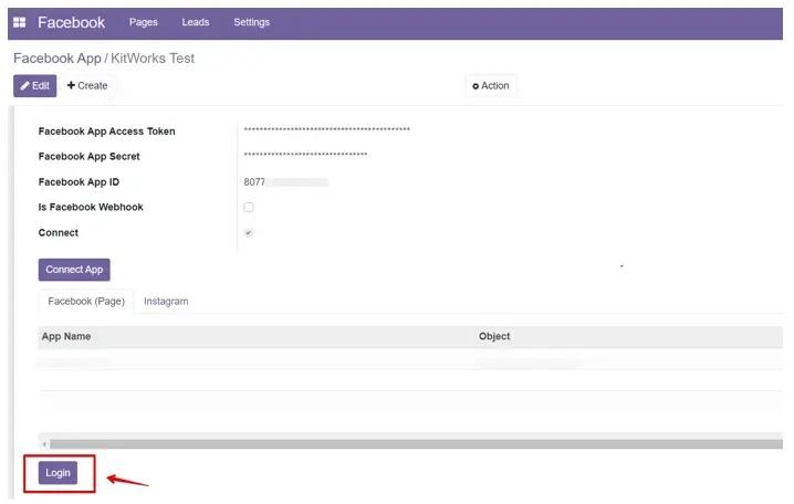 Login to the desired Facebook page, Unitsoft