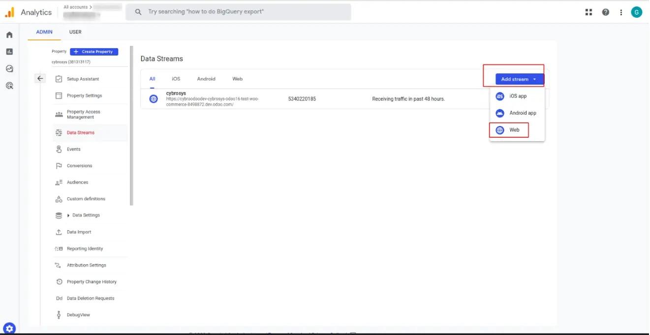 Веб потік в в Google Analytics, Unitsoft