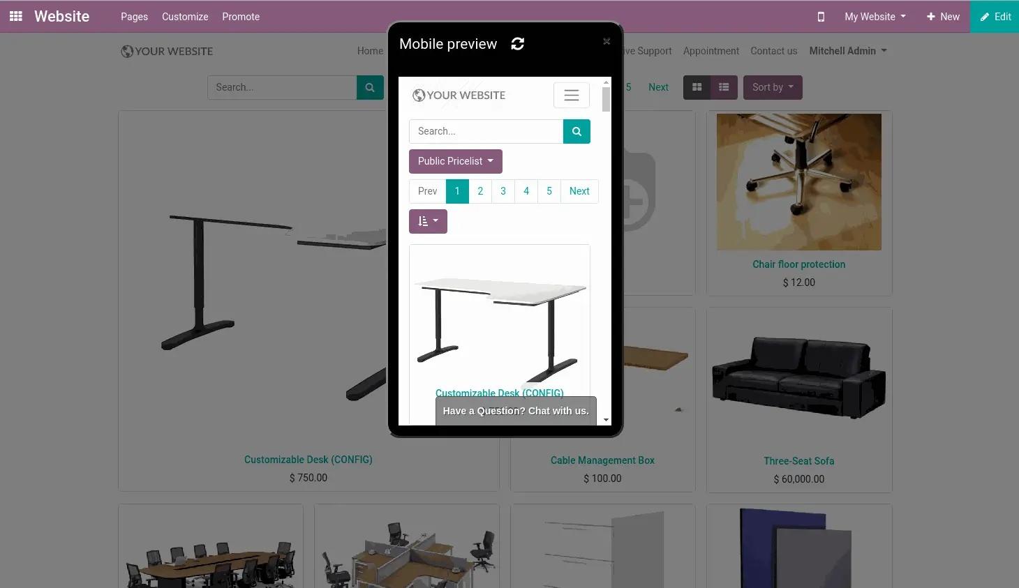 Адаптивна версія сайту в системі Odoo, Unitsoft