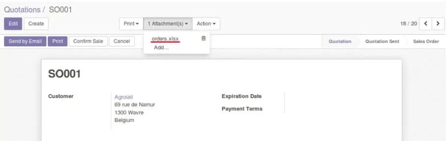 Замовлення синхронізація Odoo Onedrive