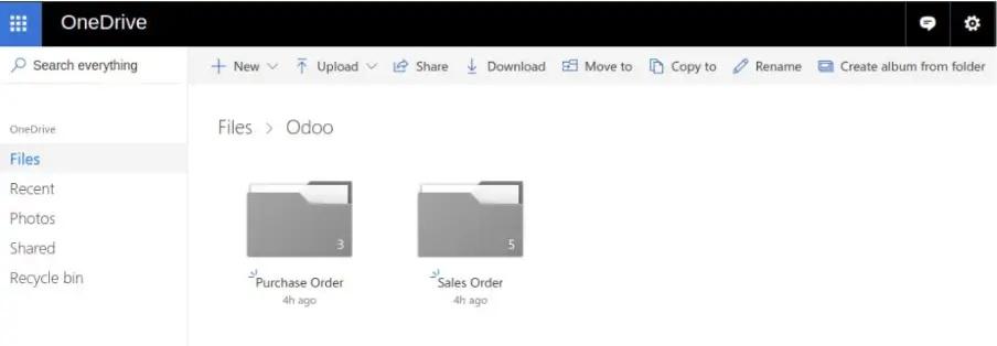 OneDrive папка Odoo