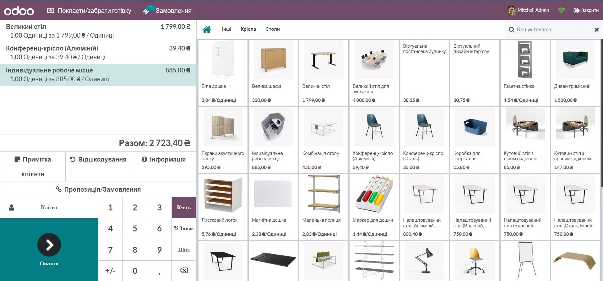 Замовлення товарів в модулі Точка продажу в системі Odoo, Unitsoft