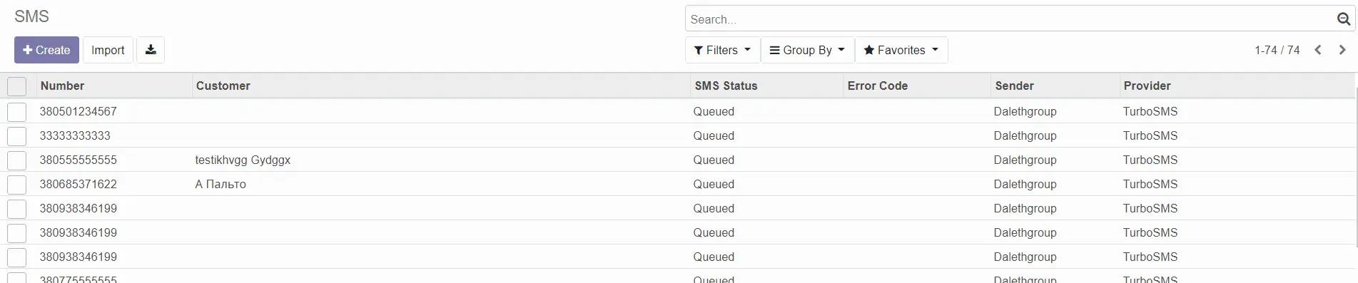 СМС в інтеграції TurboSMS з Odoo